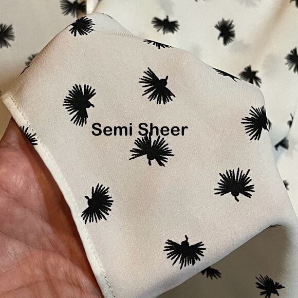 Ann Taylor Loft Off White Semi Sheer Dandelion Flutter Sleeve Blouse Top XSP - Picture 9 of 10